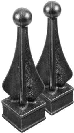 PartyKindom Designs Pointed and Intricate Creating for Properties for Commercial 2pcs Black Iron Metal Gate Finials Fence Topper Decoration Security Enhancement