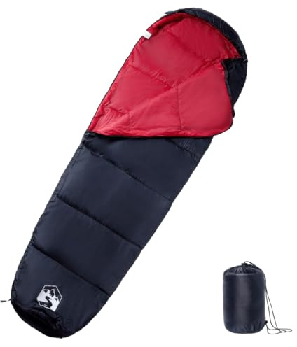 Ziaphsol mumie-sovsäck för vuxna camping 3 årstider, 190T polyester, 180 x 62 cm, 970 g, med huva och dragkedja för vandring utomhus tält resa backpacking