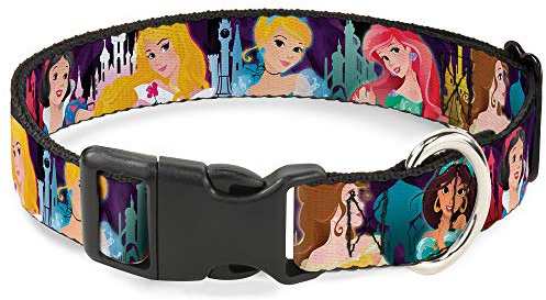 Buckle Down Disney Princess Poses/Castle silhuetter lila/flerfärgad plastklämma halsband