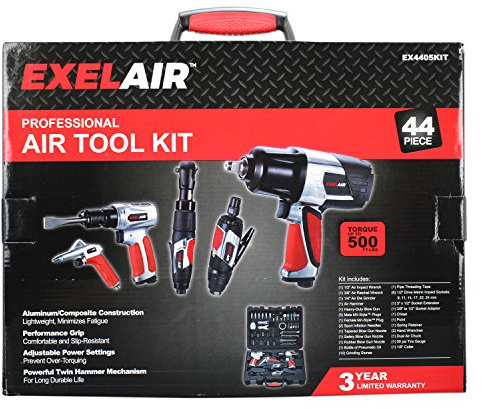 EXELAIR™ by Milton EX4405KIT (44-Piece Professional Air Tool Accessory Kit) - Impact Wrench, Air Ratchet, Die Grinder, Blow Gun, Air Hammer, Dual Air Chuck, Tire Gauge, and Accessories
