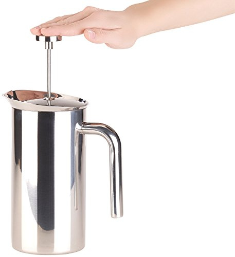 Rosenstein & Söhne Frenchpress-Kannen: Thermo-Kaffeebereiter, French-Press, Edelstahl, doppelwandig, 1 Liter (Kaffeebereiter mit Vakuumbehälter, French Kaffeemaschine, Tasse)