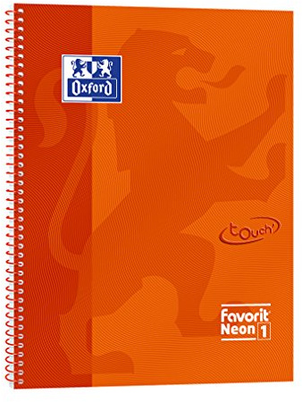 Favorit 400108152 - Maxi Quaderno Spiralato Neon1, Rigatura 5 mm, Arancio Fluo