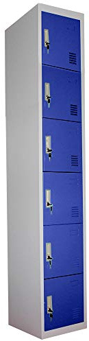 Panana pal Metal Lockers 6 Doors Storage, Metal Lockable Unit Staff School Gym Changing (Navy Blue)