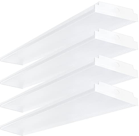 ANTLUX 4FT LED Wraparound 40W Shop Lights for Garage, 4400lm, 4000K, 4 Foot LED Wrap Light, 48 Inch Integrated Linear Strip Flush Mount Office Workshop Ceiling Lighting Fixture, 4 Pack