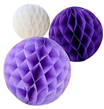 Daily Mall 15Pcs 3-8 inch Honeycomb Balls Party Pom Poms Paper Balls - Purple Set
