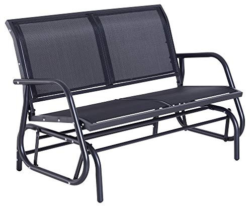 Outsunny Schaukelstuhl 2-Sitzer Gartenbank Gartenschaukel Sitzbank Parkbank Metall Gartenmöbel Schwarz 120 x 70 x 85 cm