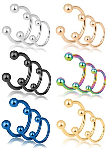 LAURITAMI Septum Piercing Hufeisen Reifen Acciaio Inossidabile Nasenpiercing Ringe Knorpel Tragus Helix Ohrring Piercing 16G 8-12mm