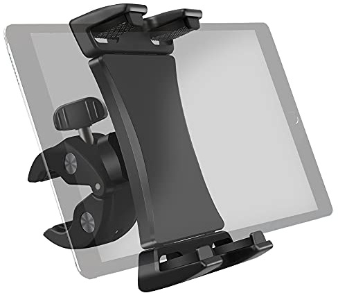 Motionscykel surfplattehållare montering styre klämstativ för gym löpband, cykel, elliptisk, kompatibel med iPad Pro 12.9 11 10.5 iPad Air Mini Surface Galaxy Tab och 1,3 till 13,5 tums