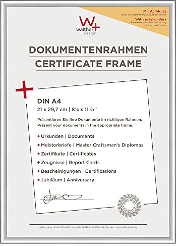 walther design Cadre photo walther design argent 21 x 29,7 cm (DIN A4) avec verre d’art, cadre en plastique New Lifestyle KVX130S