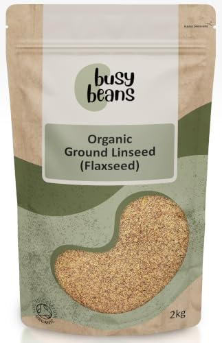 Organic Ground Flaxseed (2kg) | Milled Linseed | High Fibre | Omega 3 Source | Vegan | Keto Friendly | by Busy Beans