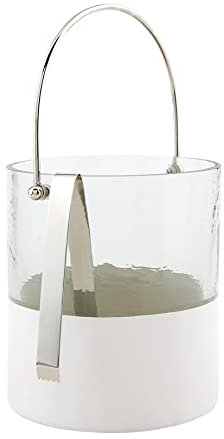 Mud Pie Eiskübel aus Glas, transparent/weiß, Eimer 20,3 x 17,8 cm Durchmesser | Zange 17,1 cm
