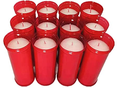 Velón Santo, Velón, Velas Litúrgicas. (16cm 12Undades, Rojo)