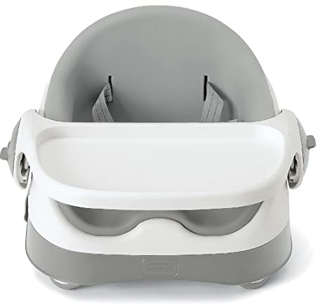 Mamas & Papas Baby Bud Booster Seat for Dining, Detachable Tray, Harness, Adjustable Seat and Non-Slip Feet, Pebble Grey