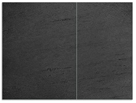 Wallario Herdabdeckplatte/Spritzschutz aus Glas, 2-teilig, 70x52cm, für Ceran- und Induktionsherde, Motiv Schwarze Schiefertafel Optik - Steintafel