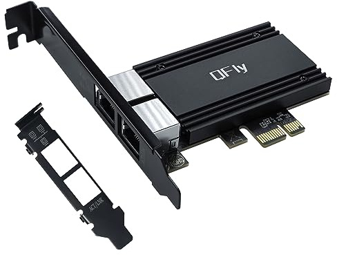 2.5G Dual RJ45 Port PCI-E Network Card with RTL8125B Conrtoller, QFly 2.5Gb Ethernet Adapter Card Compatible with 100/1000Mbps/2.5G, Support Windows/Linux