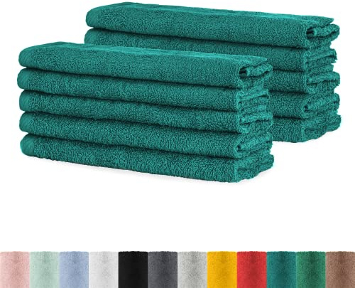10-pack frottégästhanddukar i set, 30 x 50 cm | 100 % bomull | 10 x gästhandduk lagunn petrol
