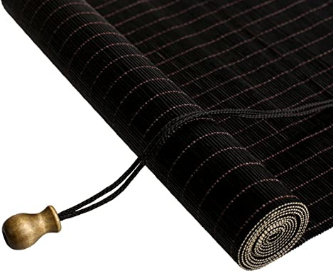 zhijiaqian456 Retro Bamboo Roller Blinds,Roman Blinds,Sun Shade Curtain,Blackout Roller Blinds,Partition Door Curtain,for windows and doors,BlackCustomizable (60 x 130 cm)