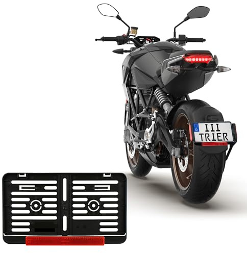 1x Schwarz Kennzeichenhalter Nummernschildhalter 240 x 130 mm (für Roller Moped Traktor Anhänger Motorrad Hänger) Für Kennzeichen im Format 240 x 130 mm 24 x 13 cm (SE) Mit Rückstrahler Reflektor Rot