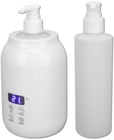 Massage Oil Warmer, Single Bottle Oil Heater with LED Display, Temperature Adjustable Portable Lotion Bottle Warmer Dispensers, Lube Gel Cream Heater Bottle for Spa Salon (White)