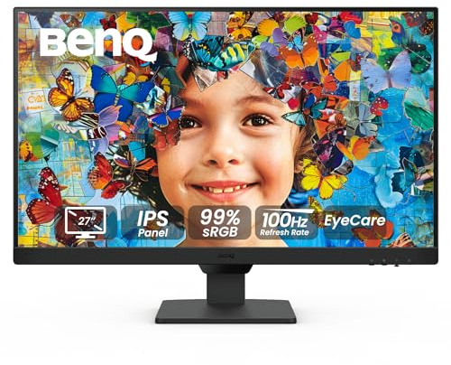 BenQ Monitor de computadora GW2790 de 100 Hz de 27 pulgadas FHD 1920 x 1080p | IPS | Tecnología de cuidado ocular | Luz azul baja | antirreflejos | Brillo adaptativo | Altavoces integrados |