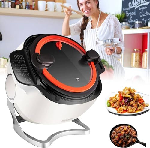 GBHJJ Machine de Cuisson Automatique Intelligente 6L, Robot Culinaire Commercial, Cuiseur Multifonction pour SautéS, Robot Culinaire à Tambour avec éCran Tactile Intelligent