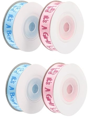 NUOBESTY 4 Rollen À 10 Kinder Gurtband „It'S A Boy“ Für Taufe Party Popcorn Glitzerndes „ “ Geschenkband Geschenkband Für Blaues „It'S A Girl“
