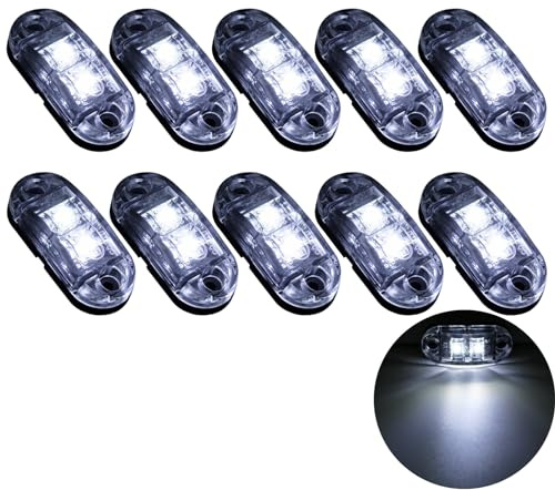 Krtopo 10X Seitenmarkierungsleuchten 12/24V Anhänger-Seitenleuchte Licht | für LKW Wohnmobil Wohnwagen Autos(Weiß)