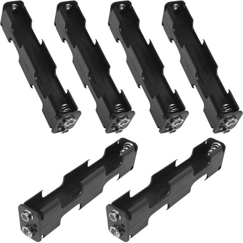 LUORNG 6PCS 4 x AA Battery Holder with Standard snap Connector 6V Output, Back to Back Double Bar Battery Holder, and ATX Metal Detectors 4.21x1.02x0.67in
