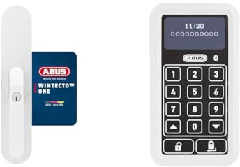 ABUS Fensterantrieb WINTECTO One – Smarter Fenstergriff & HomeTec Pro Bluetooth-Tastatur CFT3100 - Codeeingabe Zum Öffnen Der Haustür - Für Den HomeTec Pro Bluetooth-Türschlossantrieb CFA3100 - Weiß