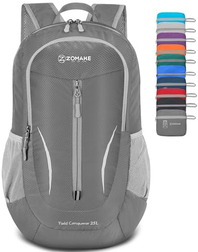 ZOMAKE 25L Faltbarer Rucksack Ultraleicht – Rucksack Damen Klein, Wanderrucksack Herren, Leichter Tagesrucksack & Trekkingrucksack, Wasserabweisend für Reisen, Camping und Outdoor