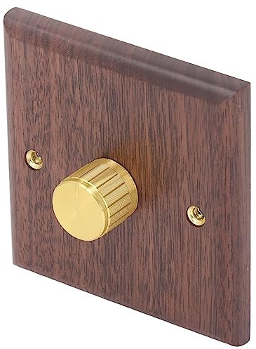 Dimmer in Legno con Manopola in Ottone Interruttori Parete Dimmerabili Rotativi 100-500 W per Presa Elettrica di Controllo della Luce Domestica