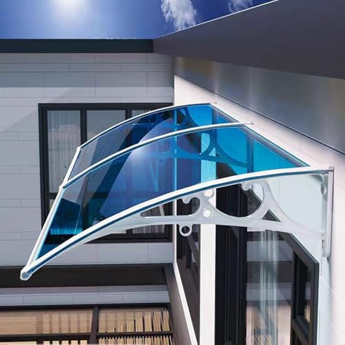 Regenschutz für Außenfenster, UV- und Schneeschutz, Front-/Hintertürabdeckung mit Polycarbonat- und Aluminiumrahmen, 80 x 80 cm, ideal für Dacheindeckungen und Veranda-Vorzelte