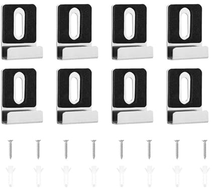 8 Stück Metall Spiegel Clips Set, Spiegel Halterung Spiegel-Clips mit Schrauben, Gummi-Pads Spiegel-Clips Robuste Hardware für rahmenlose Montage, Wandfliesen (Silber)
