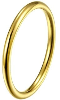 Tolldek Bague de mariage pour femme 2 mm, anneau simple en acier inoxydable argenté pour femme, acier inoxydable, Sans zircone