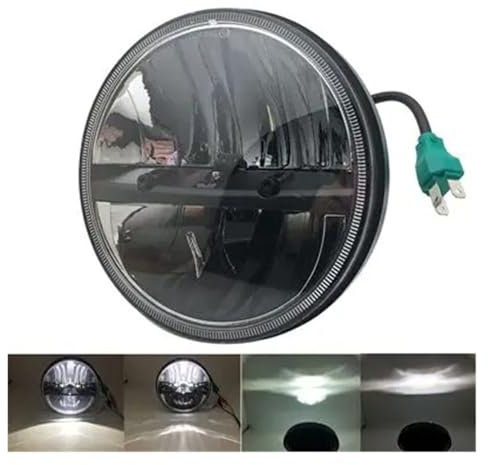 Faro Motocicleta Proyector Moto Faro LED para Motocicleta 7 Pulgadas Y 12V Faro DRL De Haz Alto/bajo Luz Antiniebla Lámparas De Paso Foco Negro con Cubierta(PC 1)