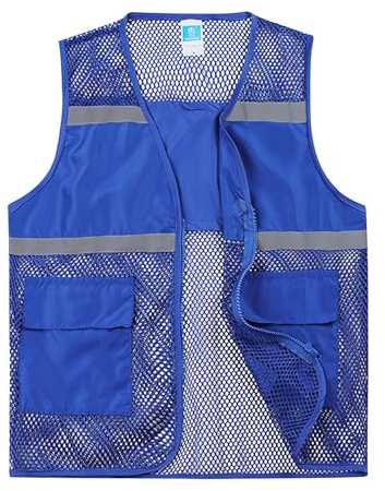 Foweknow Chaleco de seguridad para adultos, chaleco reflectante de seguridad para hombres y mujeres con cremallera y bolsillos, chaleco de trabajo transpirable, ligero, chaleco deportivo, chaleco de