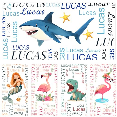 Solutra Personalisiert Strandtuch Badetuch mit Namen, Mikrofaser Handtuch Personalisiert Geschenke, Schnell Trocknendes Leichtes Strandhandtuch für Erwachsene Kinder(Tier + Name)