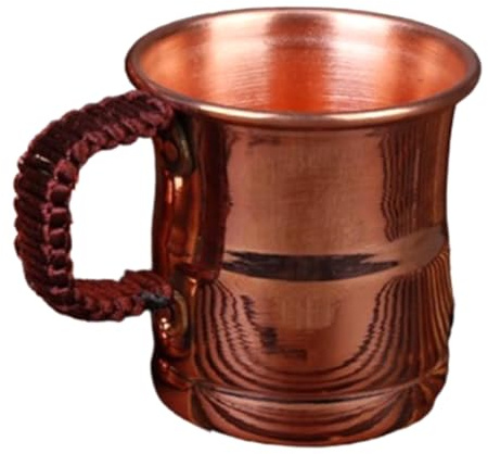 Mskidand Handcrafted Pure Copper Beer Milk Mug Weave Handle Thickened Moscow Water Mule 400ML Breakfast Cup Drinkware Tableware