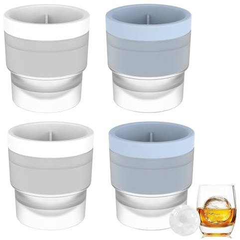 4Pcs Ice Ball Mould, Easy-Release Silicone and Flexible Ice Trays,Round Ice Cube Mold,Perfect for Soft Drinks, Milk, Fruit, and Chocolate