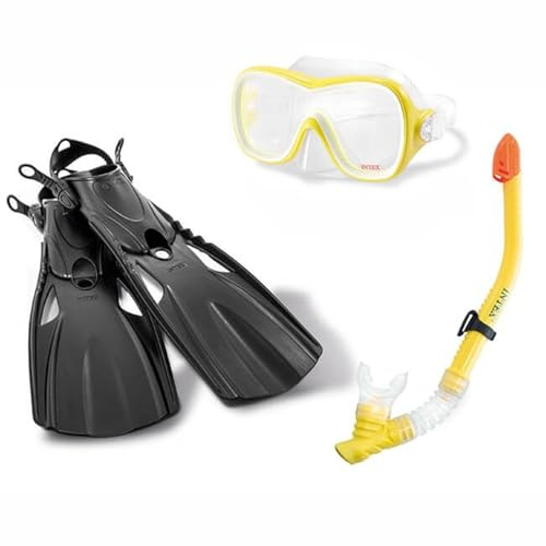 La zappa Kit completo pinne maschera e boccaglio da sub adulti per immersioni e snorkeling (Giallo)