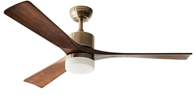 Beliani Ventilador de techo con control de velocidad ajuste de luz madera metal latón Aruwimi