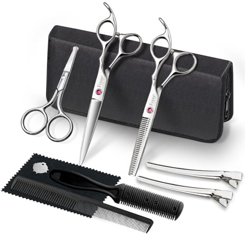 Haarschneideschere, Haarscheren-Set, Fcysy Professionelle Friseurschere, Effilierschere zum Haareschneiden für Frauen, Männer, Haustiere