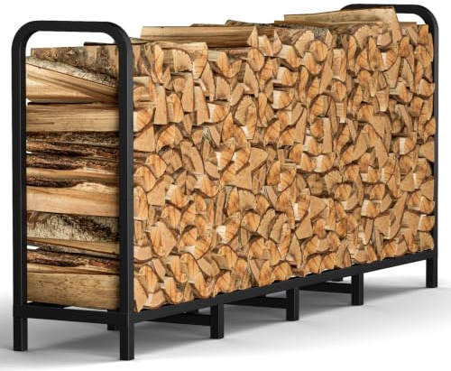 Artigarden Brennholzregal 162 cm, Verstellbar & Stabiler Feuerholzständer für Kamin, Innen & Außen, Metall Holzstapelhalter, Regal für Kaminholz, Schwarz