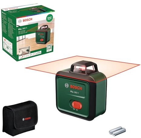 Bosch Livella laser PLL 360-1 (livella laser autolivellante a 360°, precisione ±0,4 mm/m, raggio d'azione 12 m, funzione di inclinazione, in confezione di cartone)