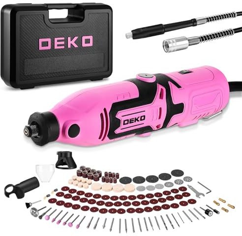 DEKOPRO Outil Rotatif Multifonction 126 pièces - Outil Rotatif pour bois/métal - Rose kit de forets électriques avec arbre flexible pour meulage, gravure, polissage, nettoyage