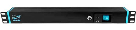 Infitronic INSV1011 19 Zoll PDU 1HE, 6-Fach Power Twist TR1 Steckdosenleiste (True1 kompatibel), Stromverteiler mit USB & LED Schwanenhalslampe, H07RN-F Gummikabel, Überspannungsschutz, Rack-Licht