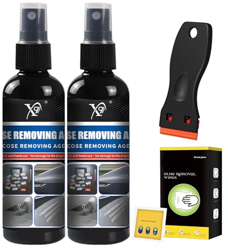 MENUY Spray Disolvente Universal 200ml, Quita Pegamento Adhesivo con Paño y Raspador, Potente Solvente para Eliminar Etiquetas, Cintas y Adhesivos