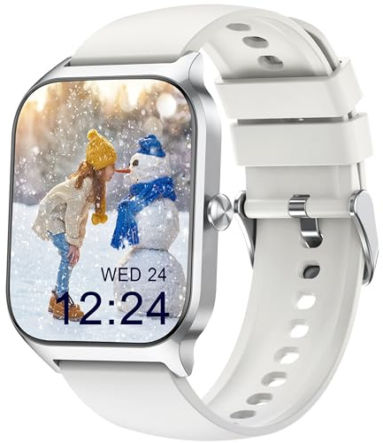 Popglory Smartwatch Kinder Damen Herren, 100+ Sportmodi & 24/7 Gesundheit Fitnessuhr, Bluetooth Anrufe, Blutdruck Herzfrequenz Stress Schlaf, mit/ohne App, Wecker, Rechner, Schrittzähler Android iOS