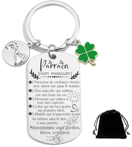 JRZDFXS Cadeau Parrain Porte-clés Cadeau,Porte-clés de de Parrain,Demande Parrain Marraine Porte clef annonce Parrain Porte clef cadeau parrain bapteme