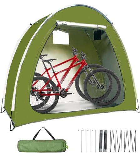 Outdoor Waterproof Bicycle Storage Shed | Heavy-Duty Bike Shelter with Double Entrance | Foldable and Portable Garage Tent for Garden, Patio, Camping & Yard Use(S)